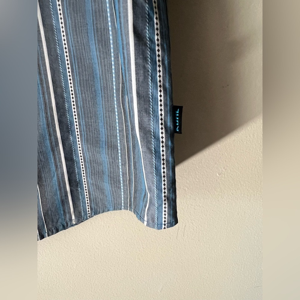 Kuhl Suncel Blue Striped Button Down Cotton Blend Shirt Mens Medium Short Sleeve - Picture 13 of 15